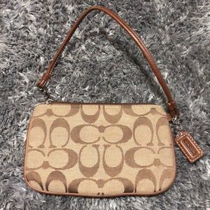 Authentic signature “C” brown & Tan wristlet